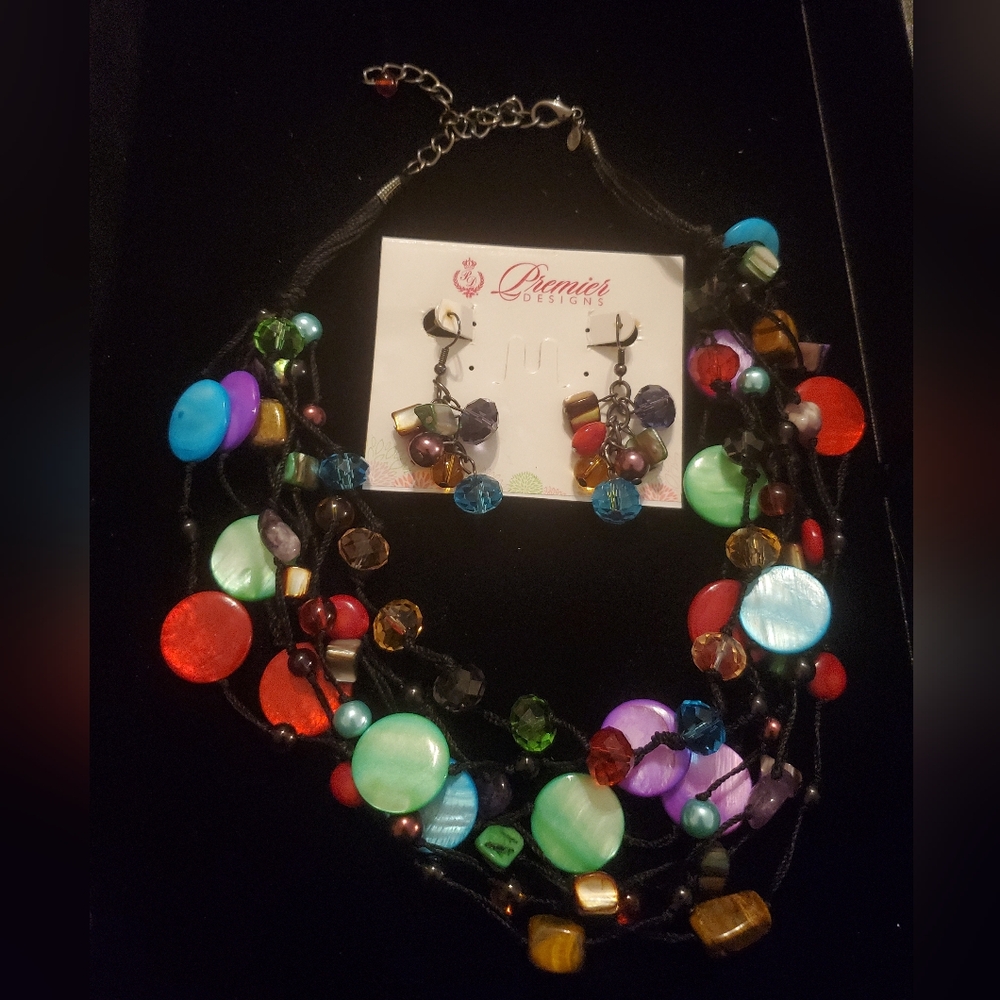 Premier Designs Red and Blue Necklace